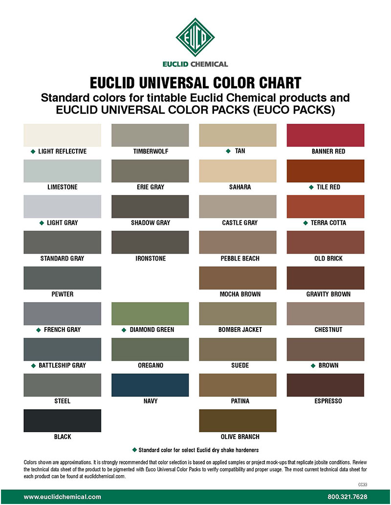 Increte Systems Color Chart