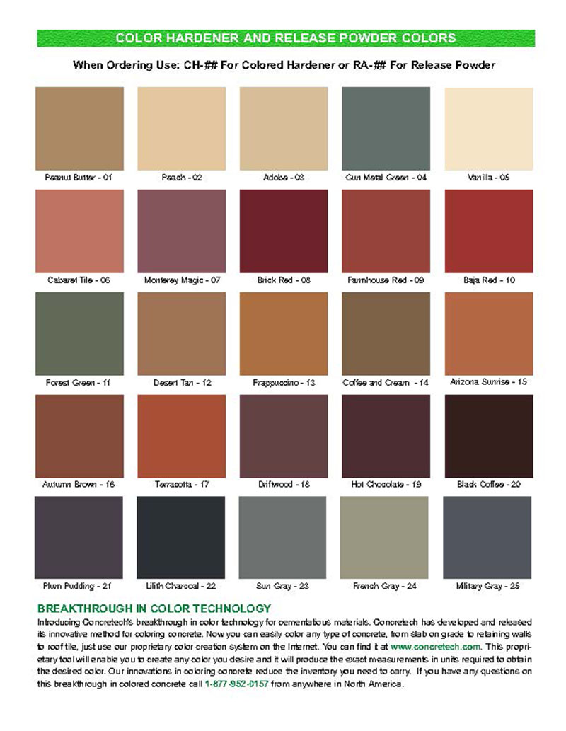 Increte Systems Color Chart